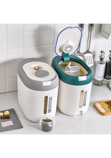 Sones Mutfak Kapalı Nem Toz Geçirmez Depolama Pirinç Kovası, Renk: Mavi 5kg