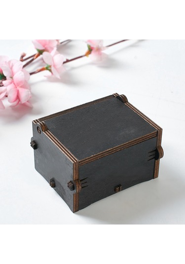 Konesam Ahşap Mekanik Müzik Kutusu, Pili Gerektirmez, Elden Döndürülür, Siyah, Dekoratif Hediyelik, Dayanıklı