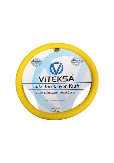 Viteksa Lüks Kokusuz Sert Silikon Direksiyon Kılıfı Sarı