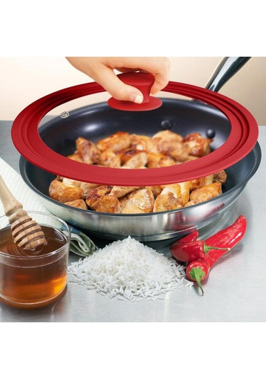 Homyl Tencere Tavalar Için Evrensel Silikon Cam Kapak Kapakları Siyah