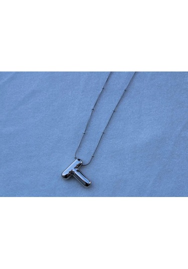 Byantep Balon Harf Çelik Kolye T Harf Silver Gri