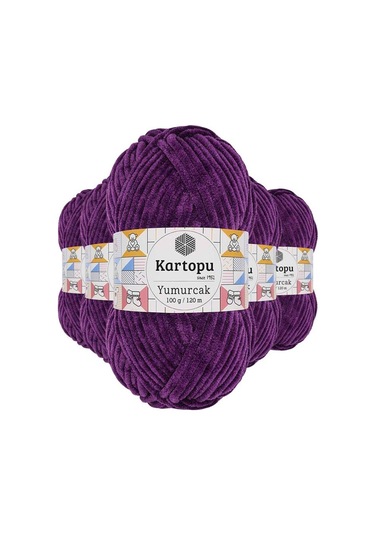 5 Adet Yumurcak Kadife El Örgü İpi Açık Mor K719