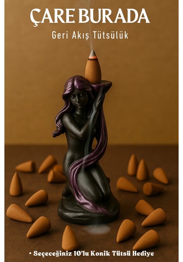 Deniz Kızı Geri Akış Tütsülük Seçeceğiniz 10'lu Konik Tütsü Hediye