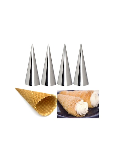 12 Adet Konik Boru Koni Rulo Kalıpları Paslanmaz Çelik Spiral Kruvasan Kalıpları Pasta Kremalı Boynuz Kek 8.7 2.5cm