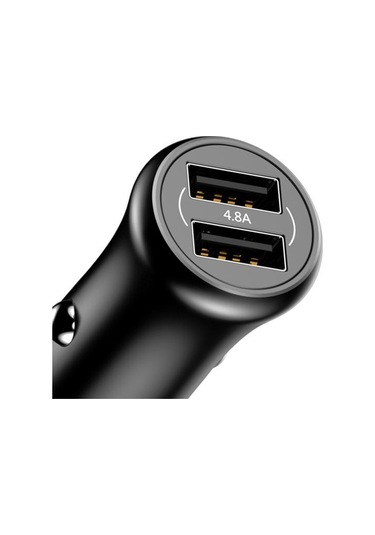 Baseus 4.8a Çift Usb Bağlantı Noktalı Hızlı Araç Şarj Cihazı İphone X 8plus Oneplus5 Xiaomi 6 Mi A1 - Siyah Siyah