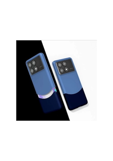 Poco X6 Pro Kılıf Magsafe Şarj Kartlıklı Mıknatıslı Duble 1.7mm Kapak Kart Bölmeli Lacivert Siyah Gr