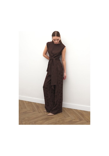 Sateen Camila Pantolon - Kahve-137184 Kahve