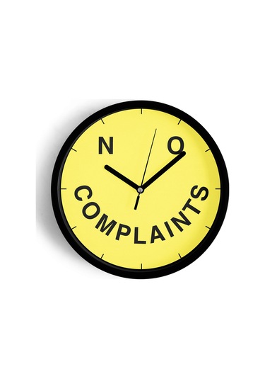 ' No Complaints '' Yazıllı Modern Tasarım Duvar Saati - 25cm - Önü Camlı Siyah Kasa-jh0332 Siyah