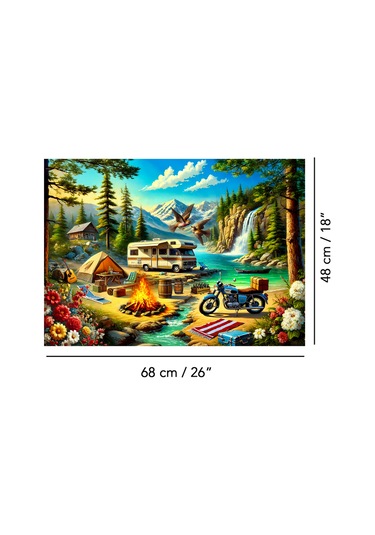 1000 Parça Campfire Chronicles Puzzle - Kamp Ateşi Orman Doğa Manzaralı Yapboz 68x48 Cm