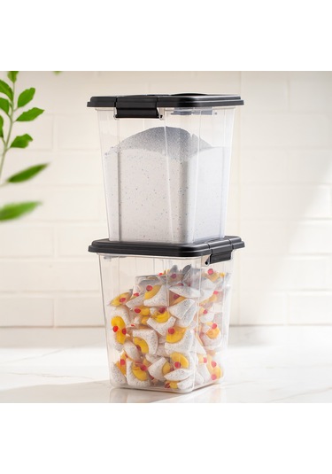 Porsima 4379 2li Mega Boy Hava Geçirmez Deterjan Saklama Kabı Erzak Saklama Kabı Seti Gri 5lt Gri - Şeffaf