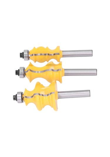 Padalink 8mm Saplı 3'lü Mimari Profil Freze Ucu Seti - Ahşap, Levha Kesimleri İçin Keskin, Dürtüsüz Ve Hassas İşler