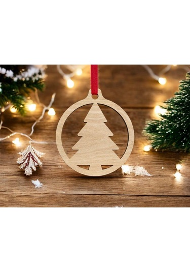 10 Parça Ahşap Yılbaşı Ağacı Süs Seti-2 Ortalama 6-8 Cm Noel Ağacı Süsü