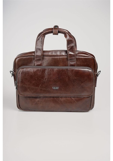 Ççs 71471 Hakiki Deri Evrak Çantası Kahve