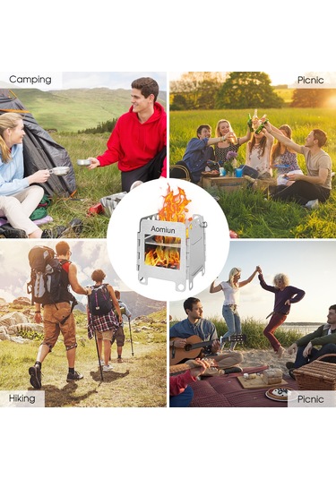 Yifomall Gümüş Paslanmaz Çelik Odun Fırını - Yüksek Isı Dayanıklı, Verimli Yakma - 108x90x80mm, Siyah Çanta İçeren Ws006 Gümüş