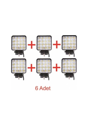 6 Adet 16 Led Kare Off Road Traktör Tir Kamyon Sis Fari Sis Lamba