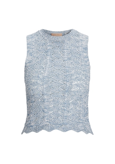 Jack & Jones Kadın Örgü Desenli Kolsuz Bluz - Zuri 12255157 Silver Lake Blue Mavi
