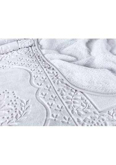 Madame Coco Rochelle Vizon Emboss Battaniye 1kbatc0436çift Kişilik-gri Vizon