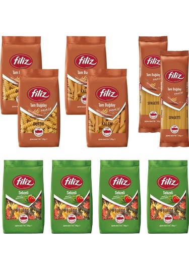 Filiz Tam Buğdaylı Ve Sebzeli Makarna 350 Gr 10 Lu Karma Paket