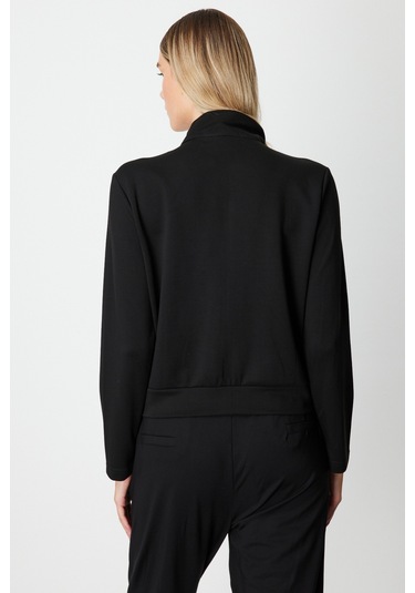 On Kadın Cep Detaylı Dik Yaka Eşofman Üstü 66509 Siyah Siyah