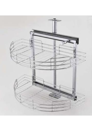 Çağdaş 1/2 Kör Köşe Raylı İkili Döner Sepet Gri