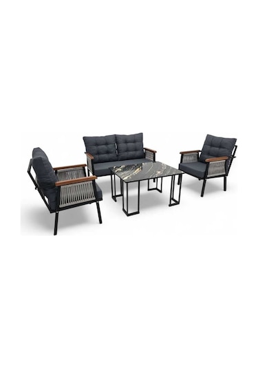 Venüs Metal İkili Oturma Gurubu 2+1+1 Gri