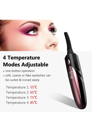 Shineyee Ayarlanabilir Isılı Elektrikli Kirpik Maşası, Silikon Fırça, Ekranlı, Temizleme Fırçası Ve Çift Taraflı Kirpik Fırçası Dahil