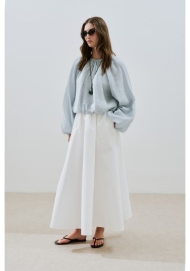 Balon Form Kısa Bluz Mavi Mavi