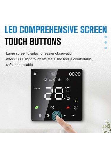 Fortunelane K6h16a Elektrikli Isıtıcı Termostati - Dokunmatik Led, Akıllı Programlama, Çocuk Kilidi, Ip20 Flam Yalıtımlı Pc, Otom