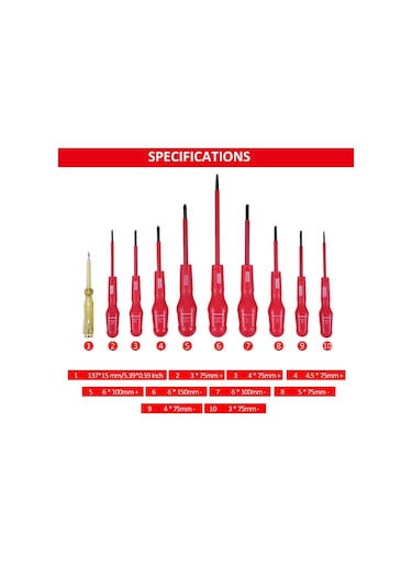 Penggong Yalıtımlı Tornavida Seti 1000v Yalıtımlı Elektrikçi Tornavida 4 Yıldızlı