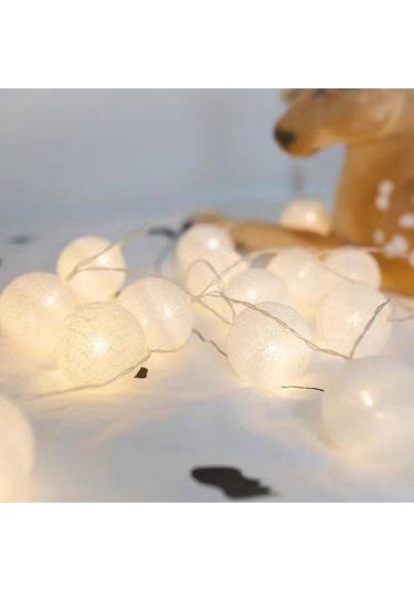 Youmex 3 Cm Beyaz Pamuk Topu Led Işık Zinciri - 3 Metre 20 Işık, Usb Beslemeli, Odalar Ve Kutlamalar İçin Dekoratif Aydınlatma Beyaz
