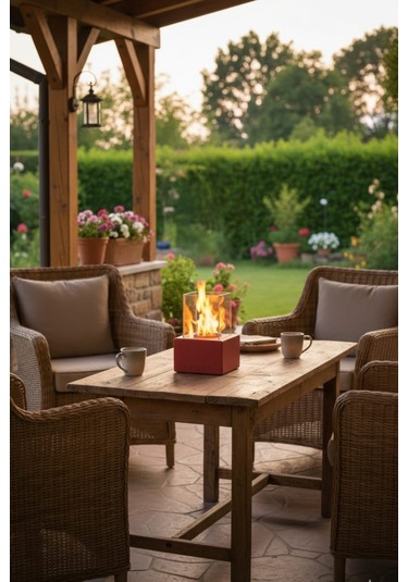 Muko Kırmızı Biyoetanol Masaüstü Şömine - 1 Lt Copart Yakıt Hediye