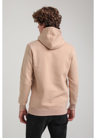 Kapüşonlu Bej Slim Fit Hoodie 23fwm64058 BEJ Bej