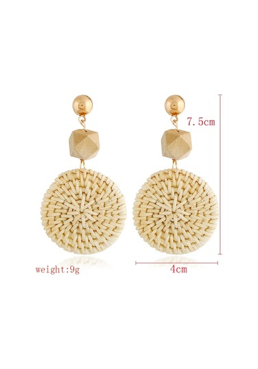 E2002-14 Prongs+big Circle Bamboo Vine Handmade Woven Earrings Bosomia Style Earrings Gümüş