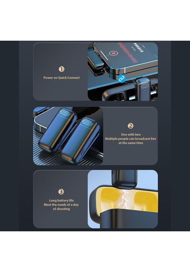 Şarj Özellikli Android İçin Profesyonel Kablosuz Yaka Mikrofonu