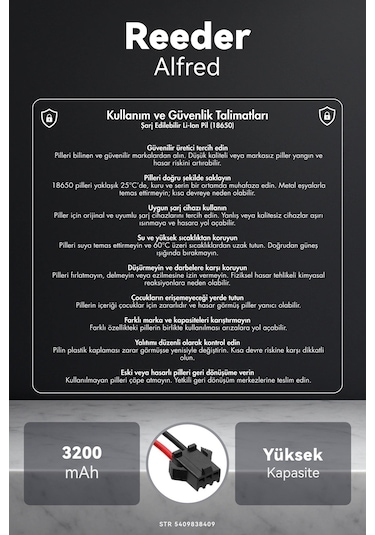 Reeder Alfred 3200mah Robot Süpürge Bataryası G.g