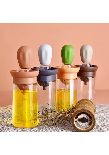 Hfambition Ev Fırında Ve Bahçe Barbeküs İçin Silikon Yağlı Fırça, Dozajlı Yağ Sokucu, Turuncu-yesil, Pratik Kullanım Çok Renkli