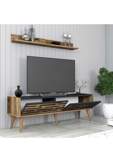 Variant Valensiya 140cm Tv Ünitesi Ve Orta Sehpa Takımı - Ceviz / Antrasit