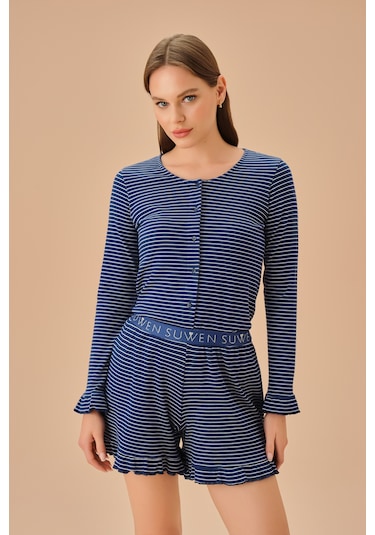 Suwen Elsa Maskülen Şort Takımı Sh25193667b956 Mavi