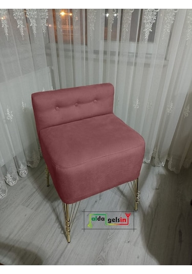 Ultra Lüks Metal Ayak Alda Lokum Puf Gold Gülkurusu