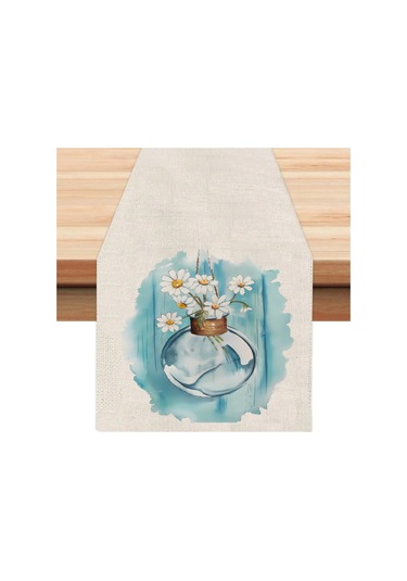 Papatyalar Runner, Runer, Masa Örtüsü, Sofranıza Zarafet Katın Runner, Masa Örtüsü Krem