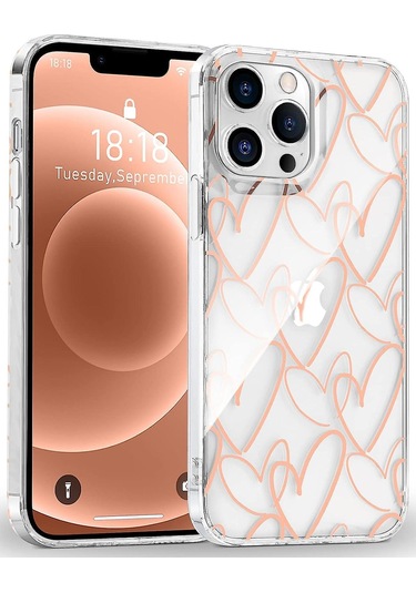 Telefon Kılıfı Şeffaf Sevimli Kız Kadın Lüks Kalp Şeffaf İnce İnce Silikon Tampon Sert Arka Koruyucu Telefon Kılıfı İphone Uyumlu 13 Pro Max İçin