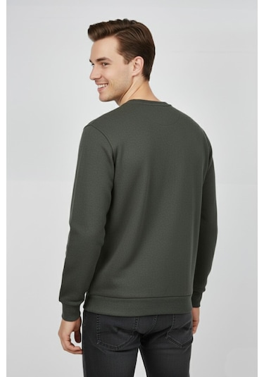Baglan Erkek Sıfır Yaka Selanik Sweatshirt Regular Kalıp Bgl-st04870 Haki