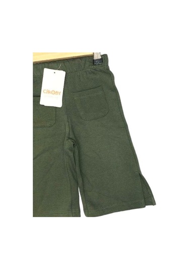 Çikoby Kız Bebek Yırtmaçlı Örme Pantolon-13578 Haki