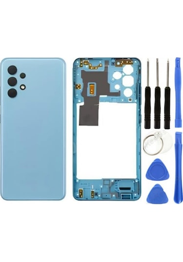TeknikEvim Samsung Galaxy Uyumlu A32 Full Kasa Arka Pil Kapağı Tamir Seti Mavi