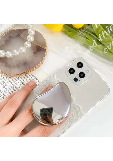 Goldenqian Pop Grip Soket Griptok Telefon Tutucu Metal Kaplama Ayna Cep Telefonu Standı Geri Çekilebilir Stand Şekilli Halka Toka Masa 4 4