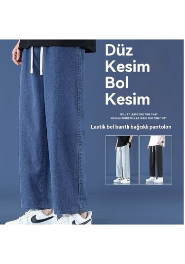 Erkek İlkbahar/yaz 2025 Yeni Kısa Kot Pantolon Koyu Mavi