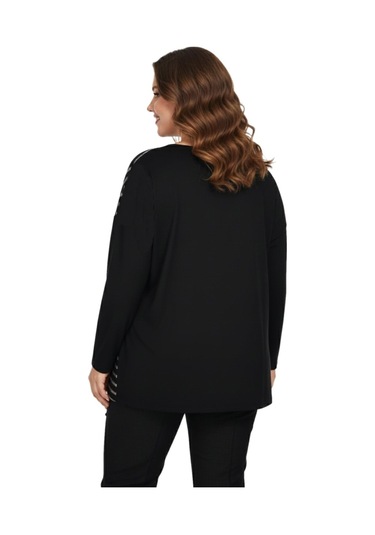 Wearon Kadın Siyah Sıfır Yaka Taşlı Bluz Bgl-st05152 Siyah
