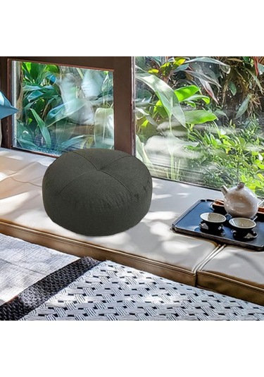 Homyl Yuvarlak Yer Minderi Dekoratif Meditasyon Oturma Koyu Gri