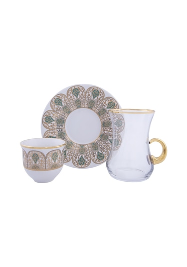 Decorium 18 Parça Kulplu Çay ve Mırra Takımı Hürrem M02028 Şeffaf