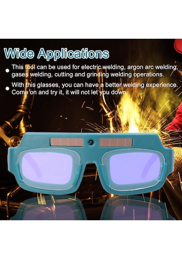 Vkemall Güneş Enerjili Otomatik Işık Değiştiren Kaynak Gözlüğü - Argon Kaynağı, Kesim, Taşlama İçin Göz Koruması - Dahili Düğme Pil